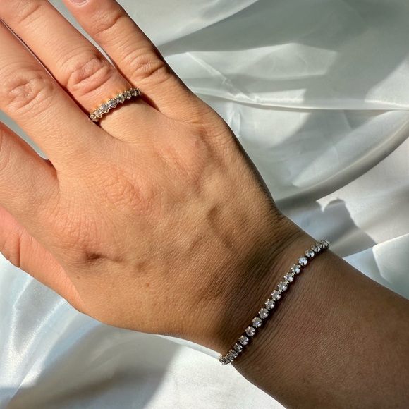 18K gold palette Tennis chain Gold Bracelet 
Zircon 
Stainless steel - Picture 6 of 13